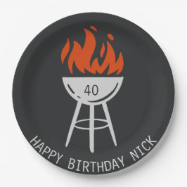 Plato De Papel Fiesta de cumpleaños del hombre, Bacon, barbacoa