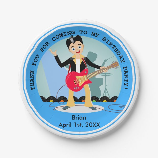 Plato De Papel Fiesta de cumpleaños del muchacho de la estrella (Anverso)