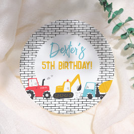 Plato De Papel Fiesta de cumpleaños del niño de los vehículos de