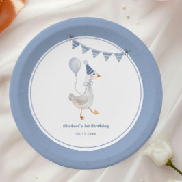 Plato De Papel Fiesta de cumpleaños del niño Silly Goose Blue