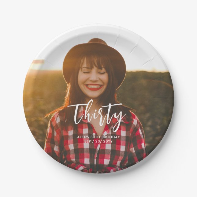 Plato De Papel Fiesta de cumpleaños del Personalizado de la foto  (Anverso)