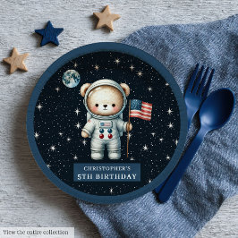 Plato De Papel Fiesta de cumpleaños del primer astronauta del oso
