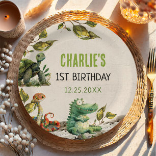 Plato De Papel Fiesta de cumpleaños del reptil