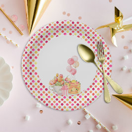 Plato De Papel Fiesta de cumpleaños del té de verano amarillo ros