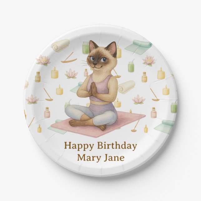 Plato De Papel Fiesta de cumpleaños del yoga para los amantes del (Anverso)