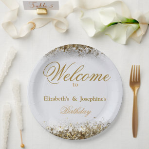 Plato De Papel Fiesta de cumpleaños doble conjunta para adultos  