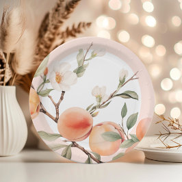Plato De Papel Fiesta de cumpleaños elegante de durazno