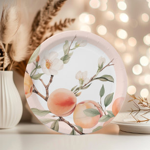 Plato De Papel Fiesta de cumpleaños elegante de durazno