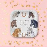 Plato De Papel Fiesta de cumpleaños elegante para ecuestres de ca<br><div class="desc">Caballos con temática de caballos fiesta de cumpleaños jornadas de mesa ecuestres elegantes de cumpleaños,  hermosos retratos de caballos pintados a mano de acuarela para el caballo alrededor del fiesta con temática de caballo</div>