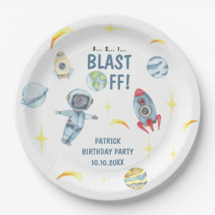 Plato De Papel Fiesta de cumpleaños espacial astronauta