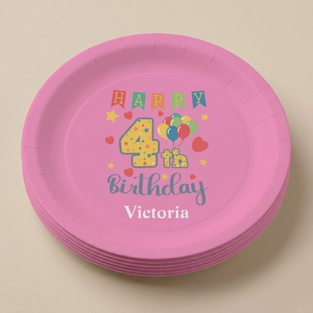 Plato De Papel Fiesta de Cumpleaños Feliz 4 Personalizada (Subido por el creador)