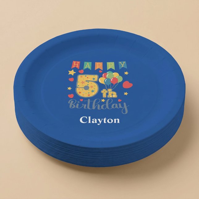 Plato De Papel Fiesta de cumpleaños feliz 5 personalizada (Subido por el creador)