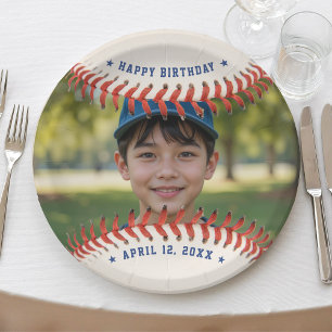 Plato De Papel Fiesta de cumpleaños feliz de béisbol Softball Spo