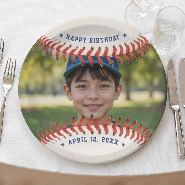 Plato De Papel Fiesta de cumpleaños feliz de béisbol Softball Spo (Baseball Softball Sport Photo Happy Birthday Party Paper Plates
)