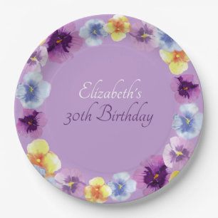 Plato De Papel Fiesta de Cumpleaños Floral Colorida Boho Pensamie