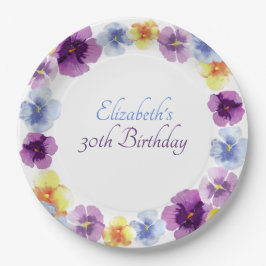 Plato De Papel Fiesta de Cumpleaños Floral Colorida de Jardín Boh