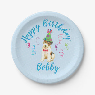 Plato De Papel Fiesta de cumpleaños Fox Terrier