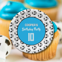 Plato De Papel Fiesta de Cumpleaños Fútbol Niño Azul