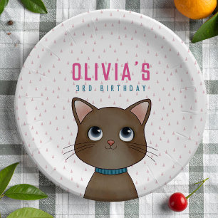 Plato De Papel Fiesta de cumpleaños infantil con tema de gato