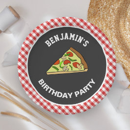 Plato De Papel Fiesta de Cumpleaños Infantil Pizza Adorable