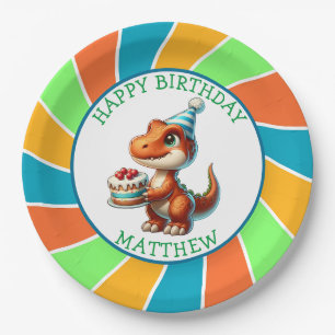 Plato De Papel Fiesta de cumpleaños infantil temática de dinosaur