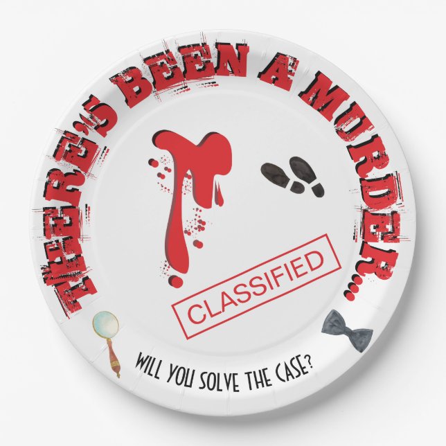 Plato De Papel Fiesta de Cumpleaños Misterio de Asesinato SANGRIE (Anverso)