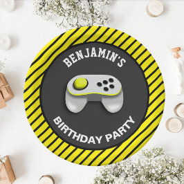 Plato De Papel Fiesta de cumpleaños moderna del videojuego