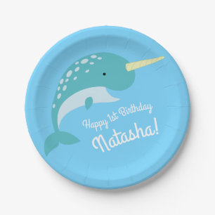 Plato De Papel Fiesta de cumpleaños Narwhal