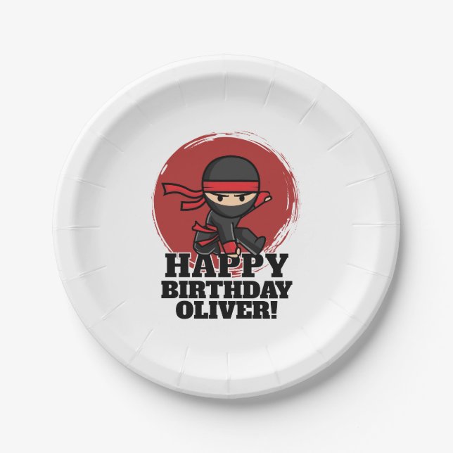 Plato De Papel Fiesta de Cumpleaños Ninja (Anverso)