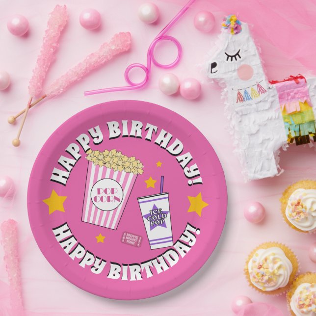 Plato De Papel Fiesta de cumpleaños nocturno de chica (Fiesta)