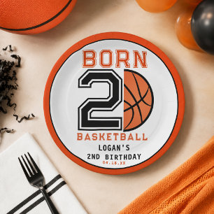 Plato De Papel Fiesta de cumpleaños número 2 de Baloncesto Born 2