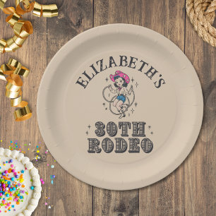 Plato De Papel Fiesta de cumpleaños número 30 de vaquera retro vi