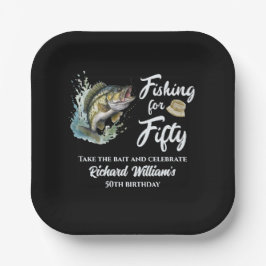Plato De Papel Fiesta de cumpleaños número 50 de la pesca de cose