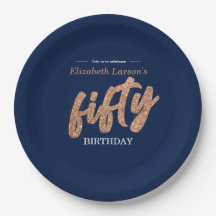 Fiesta de cumpleaños número 50 moderno dorado y az