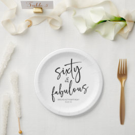 Plato De Papel Fiesta de cumpleaños número 60 mínima y fabulosa