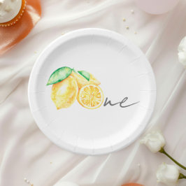 Plato De Papel Fiesta de cumpleaños número uno con acuarela de li