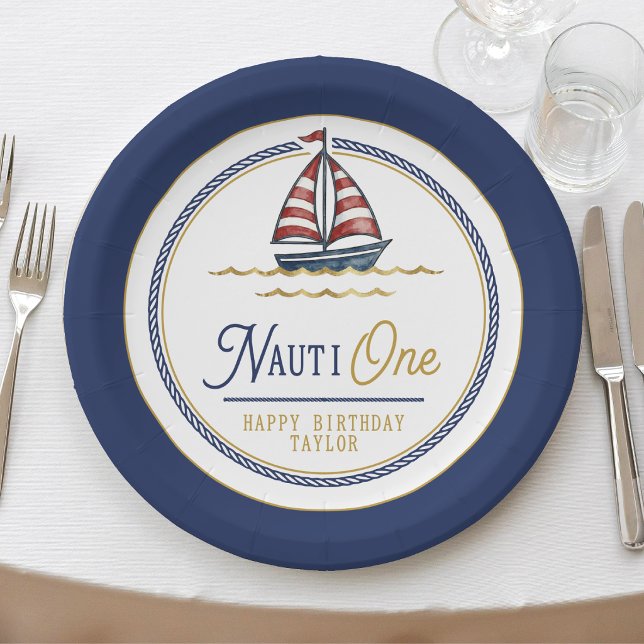 Plato De Papel Fiesta de cumpleaños número uno de Nauti One Sailb (Subido por el creador)