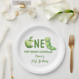 Plato De Papel Fiesta de cumpleaños número uno de una oruga muy h