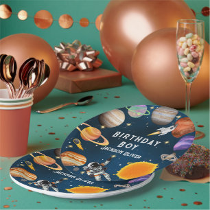 Plato De Papel Fiesta de cumpleaños número uno del astronauta esp