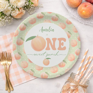 Plato De Papel Fiesta de cumpleaños número uno Un durazno dulce 