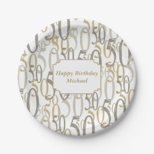 Plato De Papel Fiesta de cumpleaños personalizada 50 grandes