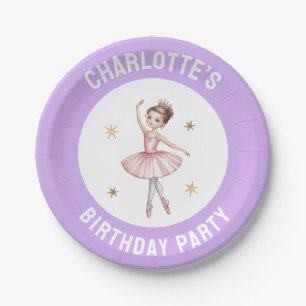 Plato De Papel Fiesta de cumpleaños personalizada de ballet Baila