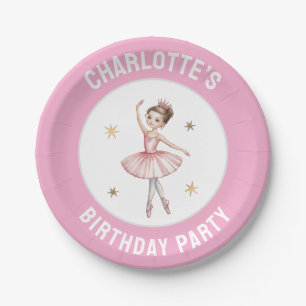 Plato De Papel Fiesta de cumpleaños personalizada de ballet Baila