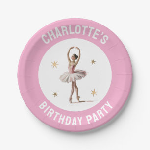 Plato De Papel Fiesta de cumpleaños personalizada de ballet Baila