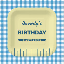 Plato De Papel Fiesta de cumpleaños personalizada Retro Butter St