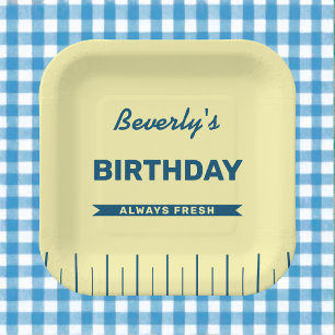 Plato De Papel Fiesta de cumpleaños personalizada Retro Butter St