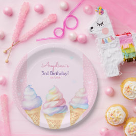 Plato De Papel Fiesta de Cumpleaños Plates con helado dulce.