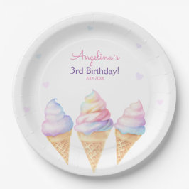 Plato De Papel Fiesta de Cumpleaños Plates con helado dulce.
