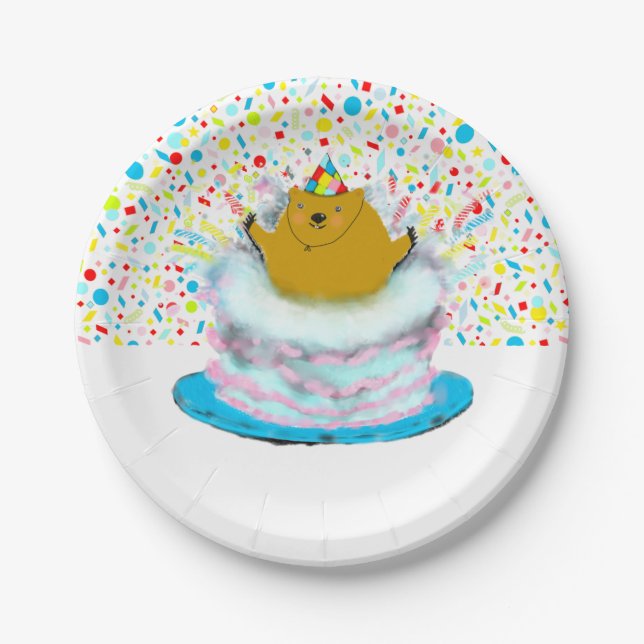 Plato De Papel Fiesta de cumpleaños por el Día de la Marmota (Anverso)