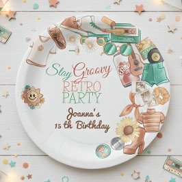 Plato De Papel Fiesta de cumpleaños retro de Stay groovy